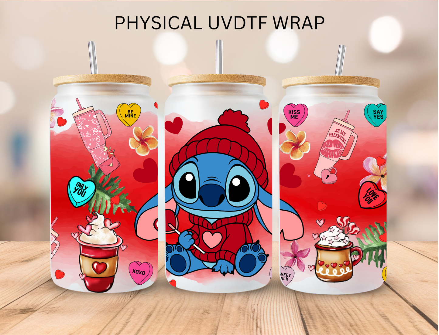 Valentines Blue Alien Red - 16 oz / 20 oz Libby UV DTF