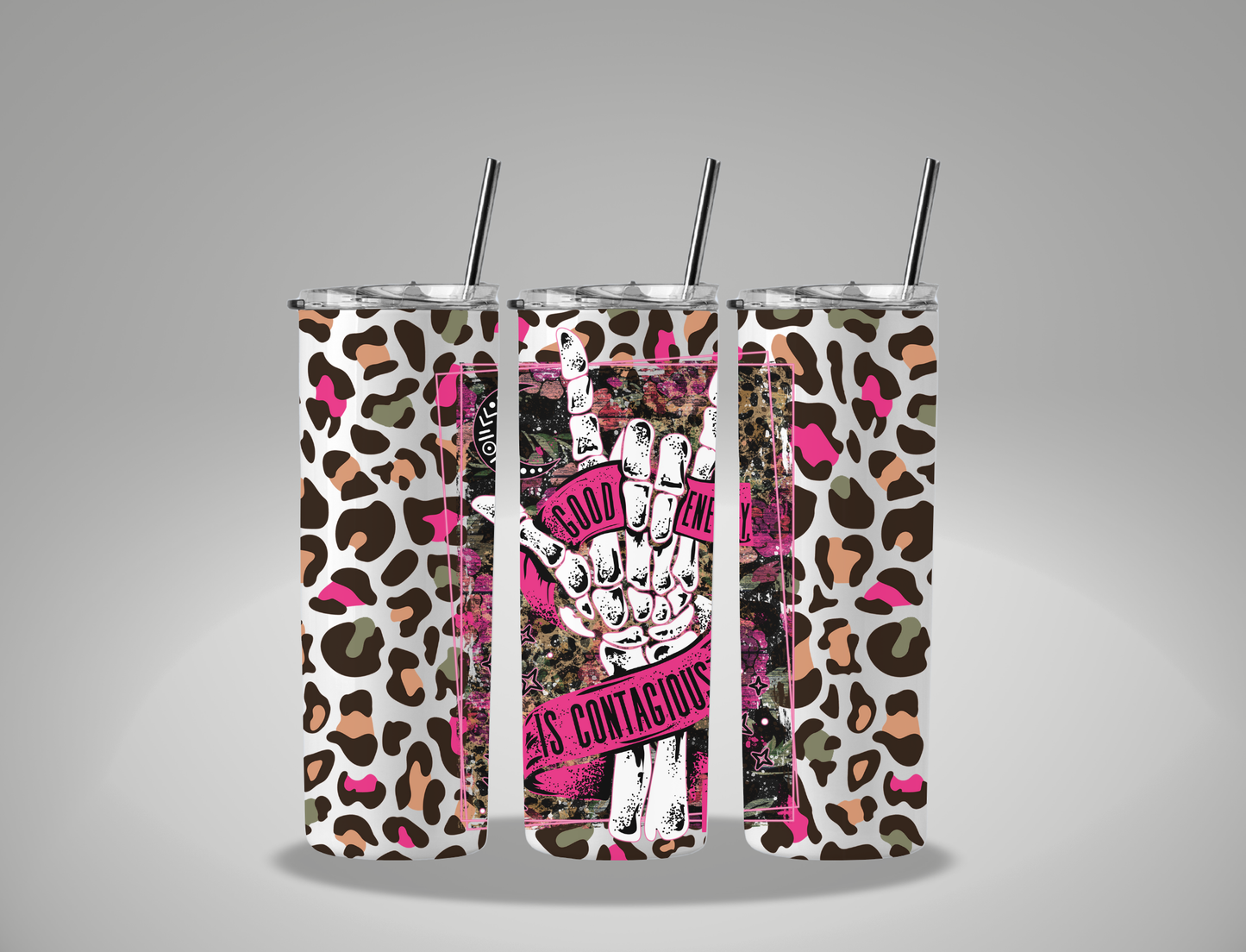 Good Energy Is Contagious - 20oz Skinny Tumbler / 25 Oz Glass Tumbler Wrap