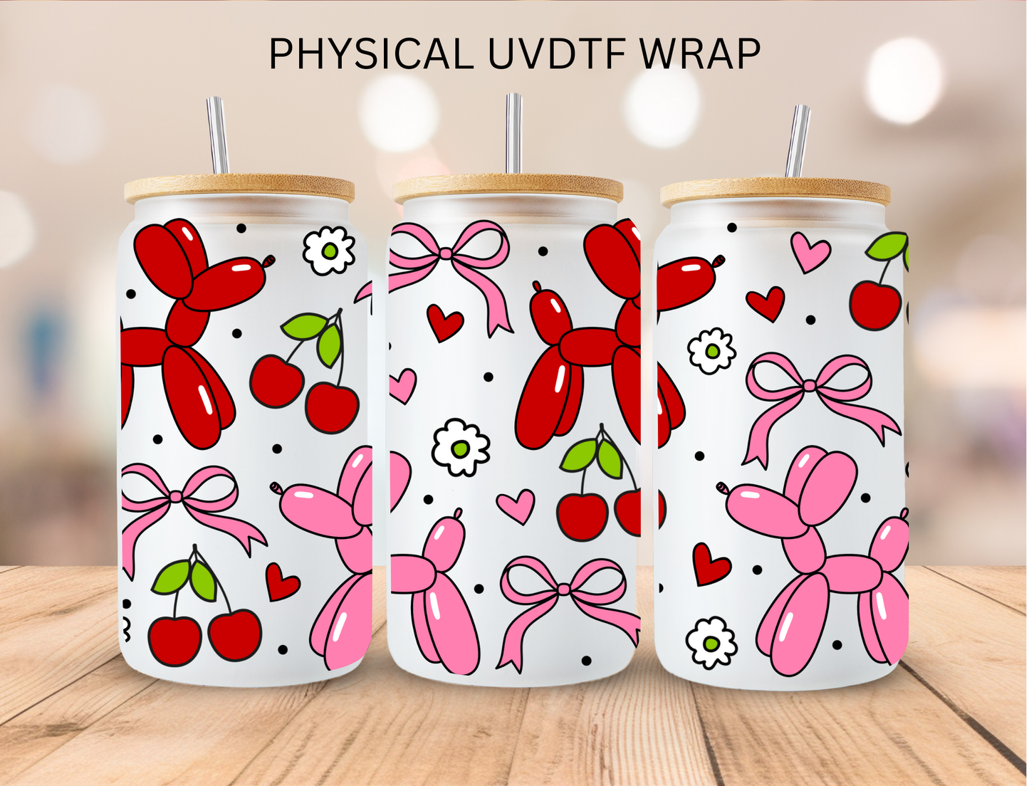 Valentines Balloon Dogs - 16 oz / 20 oz Libby UV DTF