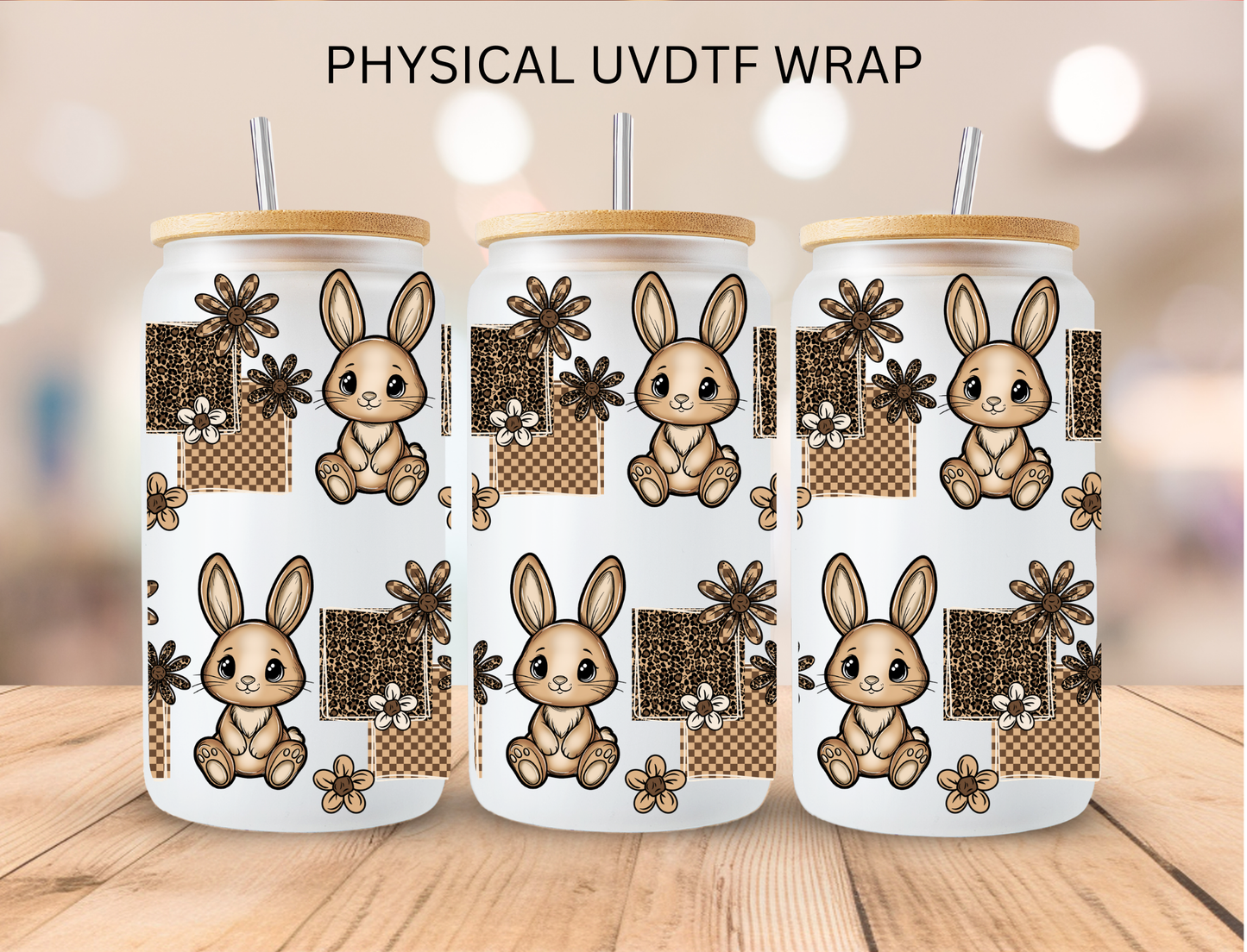 Easter Bunny Checkered - 16 oz / 20 oz Libby UV DTF