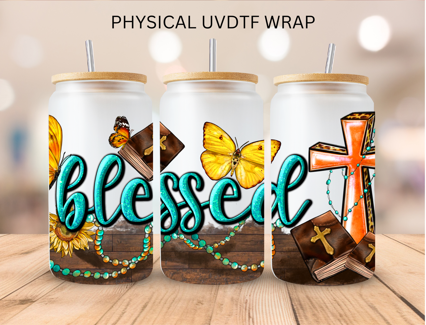 Faith Blessed - 16 oz / 20 oz Libby UV DTF Wrap