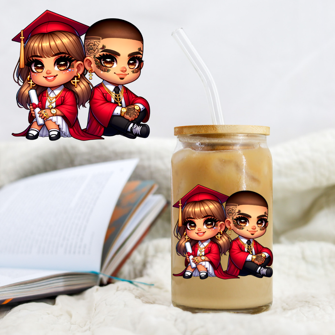 Chicano Graduation Red And White - UV DTF Libby Decal