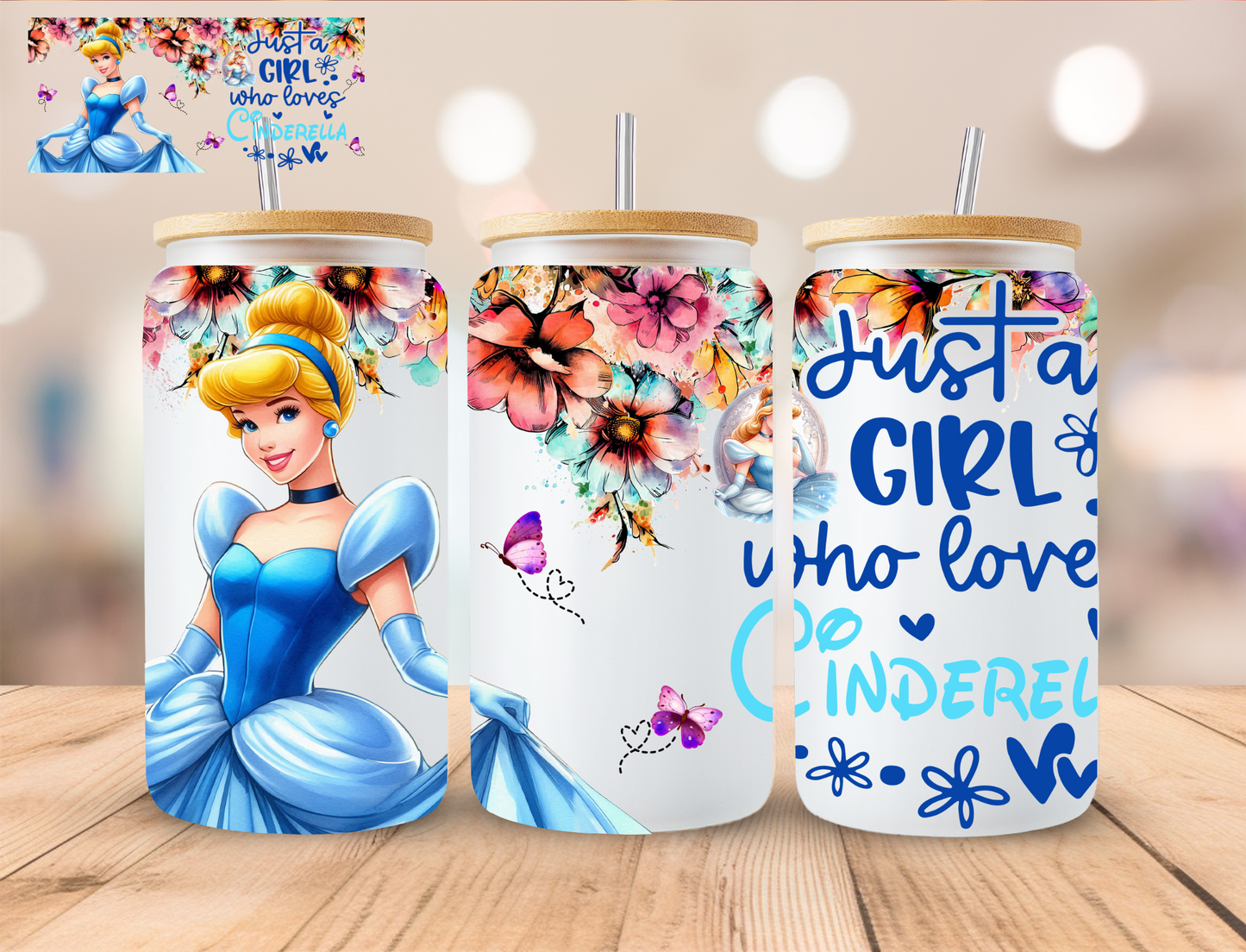 Gril Who Loves Glass Slipper Princess - 16 oz / 20 oz Libby UV DTF Wrap