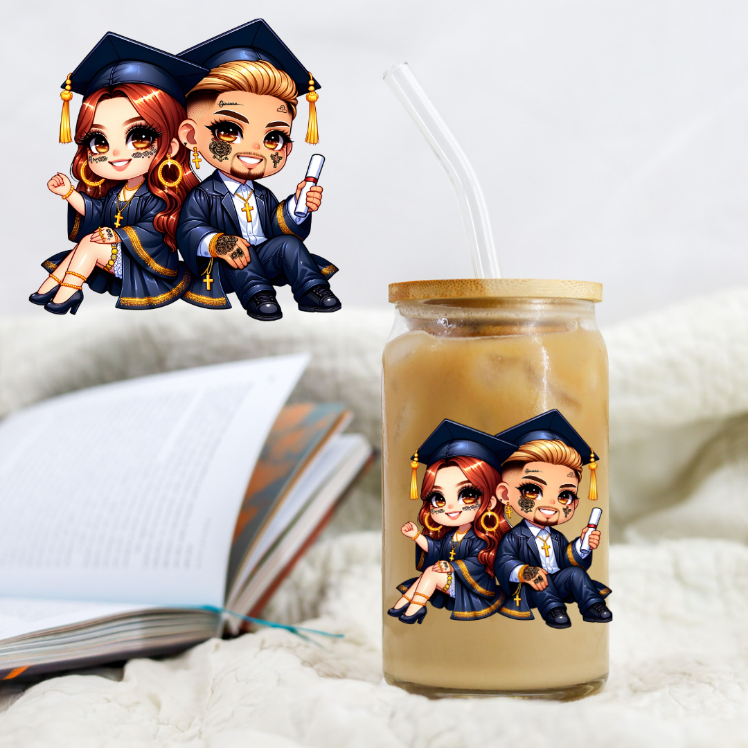 Chicano Graduation Blue And White - UV DTF Libby Decal