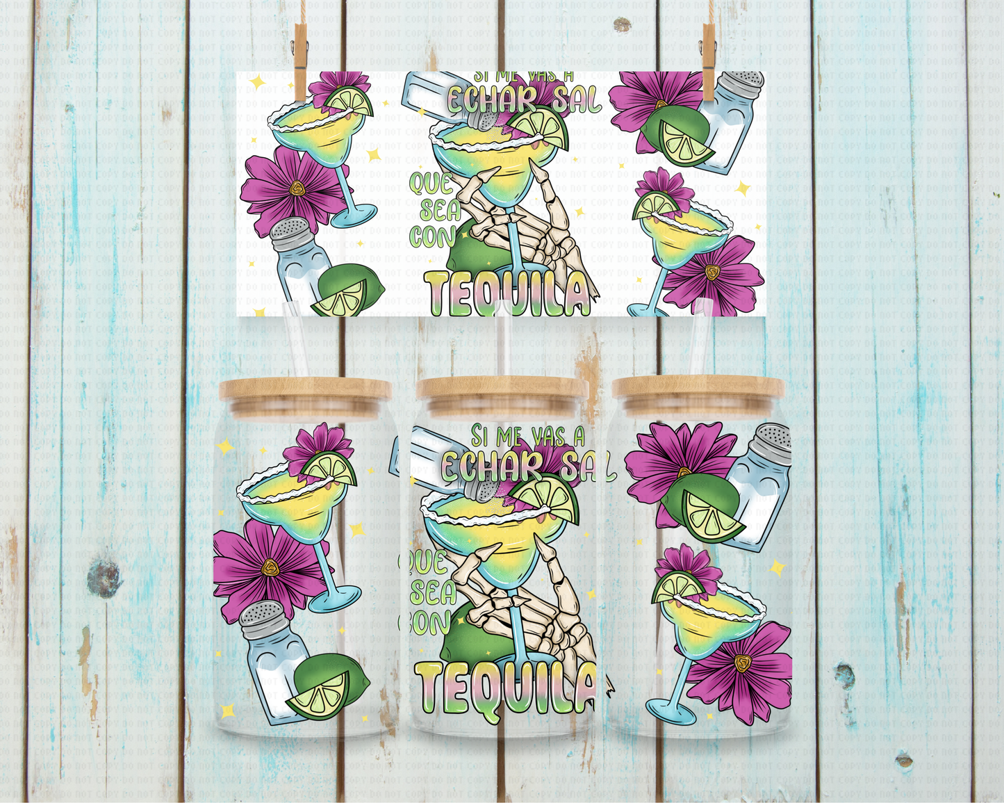 La Salado Tequila Latino - 16 oz / 20 oz Libby UV DTF Wrap C&O EXCLUSIVE