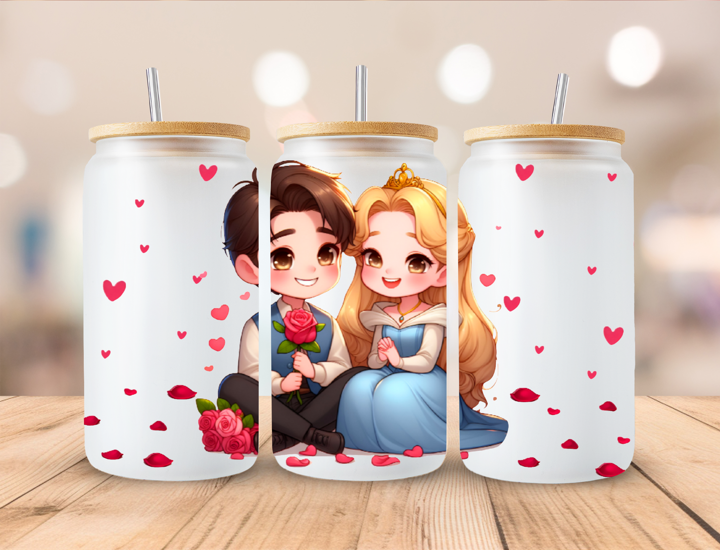 Sleeping Princess Floral Princess - 16oz/20oz Libby UV DTF Wrap