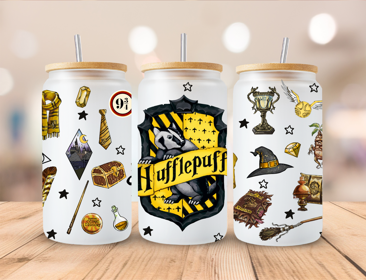 Yellow Wizard House - 16oz Libby UV DTF Wrap RTS