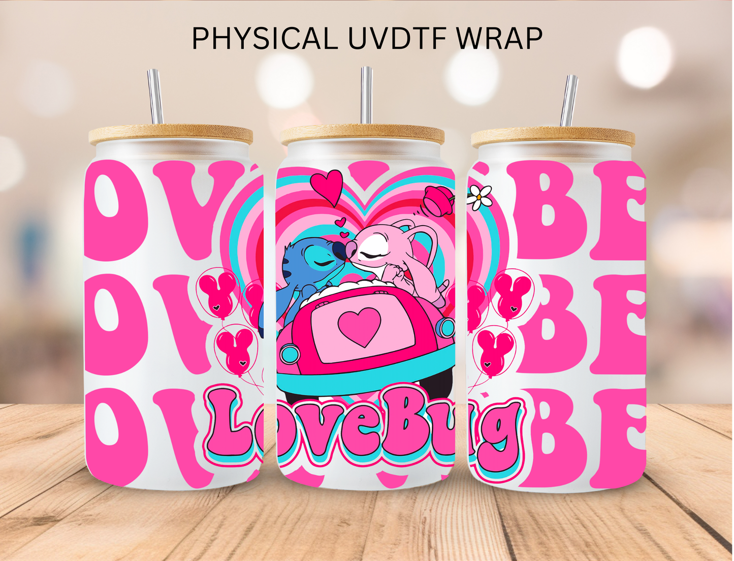 Valentines Blue Alien Couple Lovebug - 16 oz / 20 oz Libby UV DTF