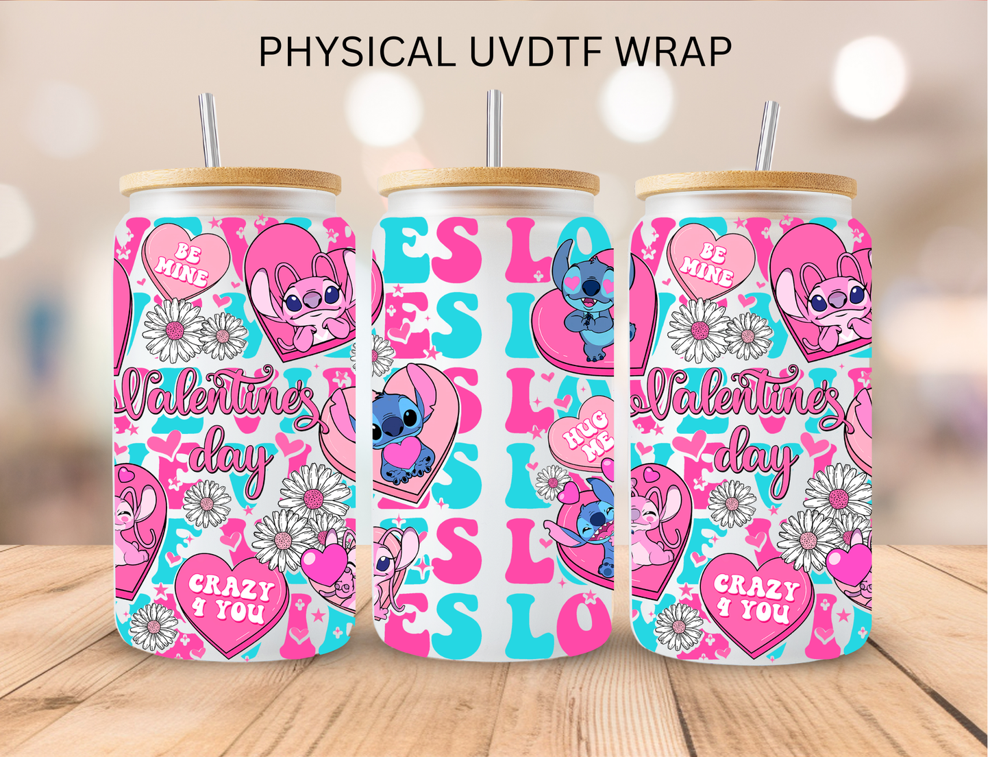 Love Valentines Blue Alien Couple - 16 oz / 20 oz Libby UV DTF