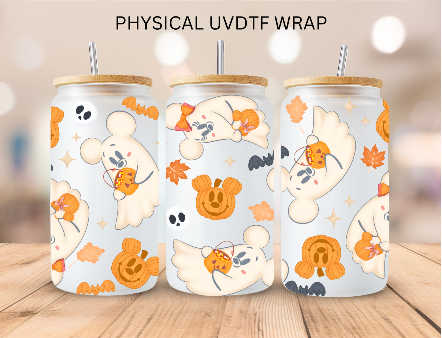 Halloween Pumpkin Mouse Ghosts - 16 oz / 20 oz Libby UV DTF Wrap