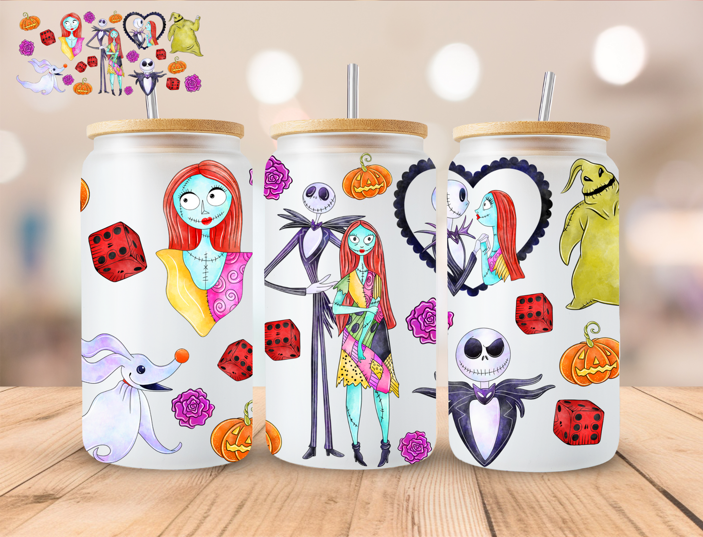 Skeleton Couple - 16 oz / 20 oz Libby UV DTF Wrap