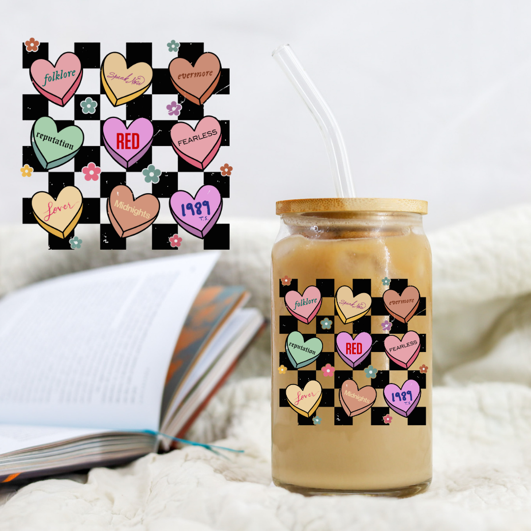 Taylor Hearts Black Checkered Decal - UVDTF decal