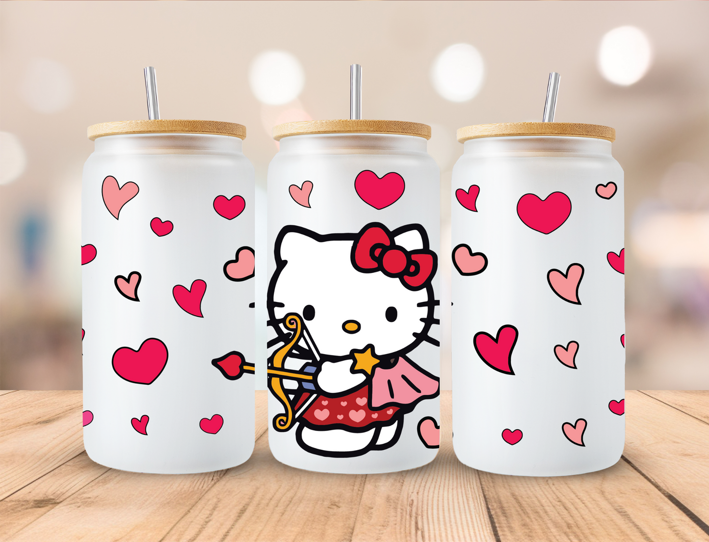 Valentines Kitty Arrow - 16 oz / 20 oz Libby UV DTF Wrap