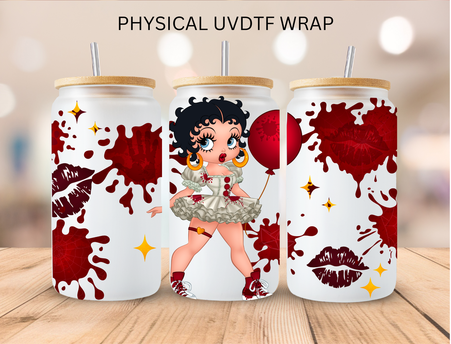 Halloween Boop Clown - 16 oz / 20 oz Libby UV DTF Wrap