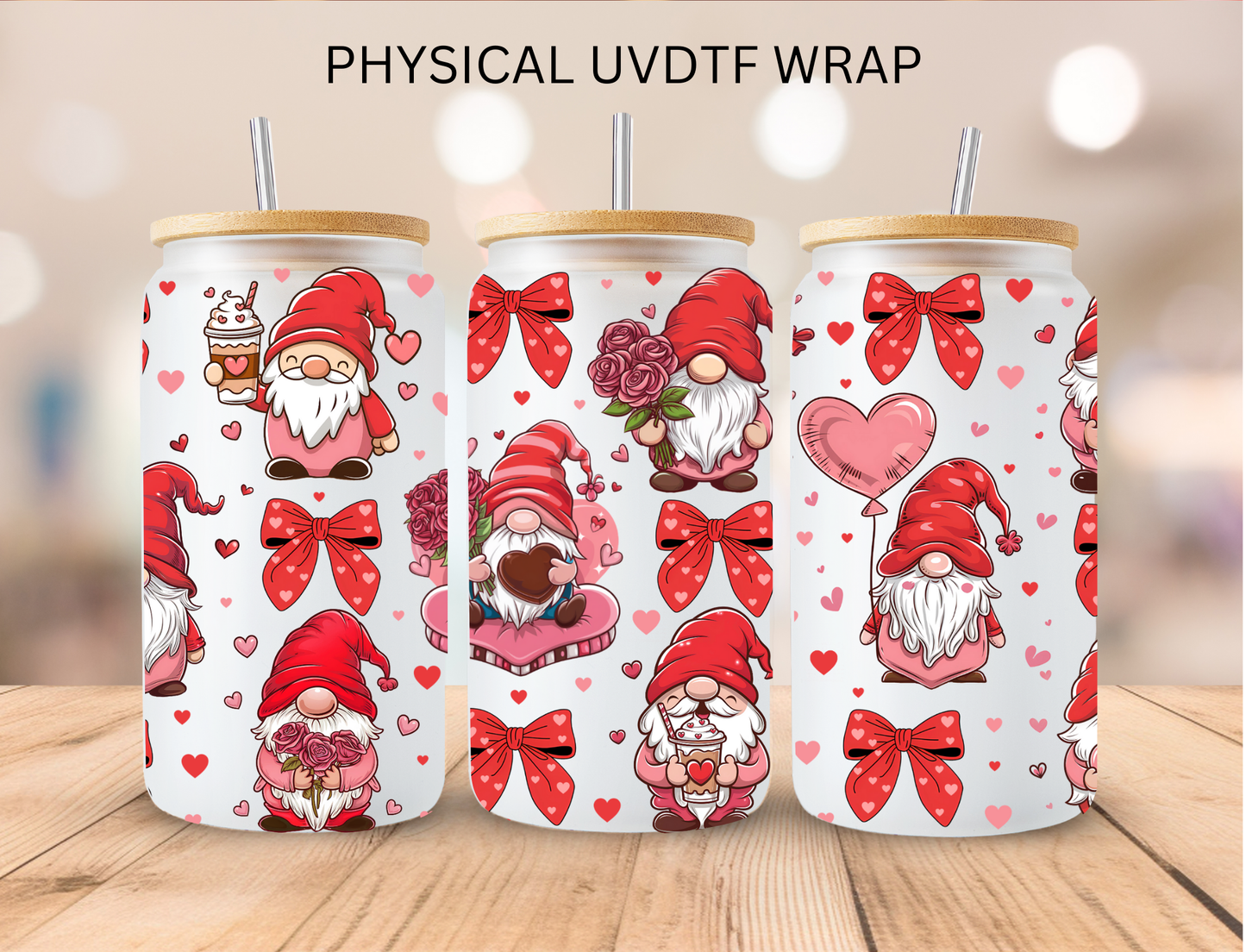 Valentine Coquette Gnomes - 16 oz / 20 oz Libby UV DTF