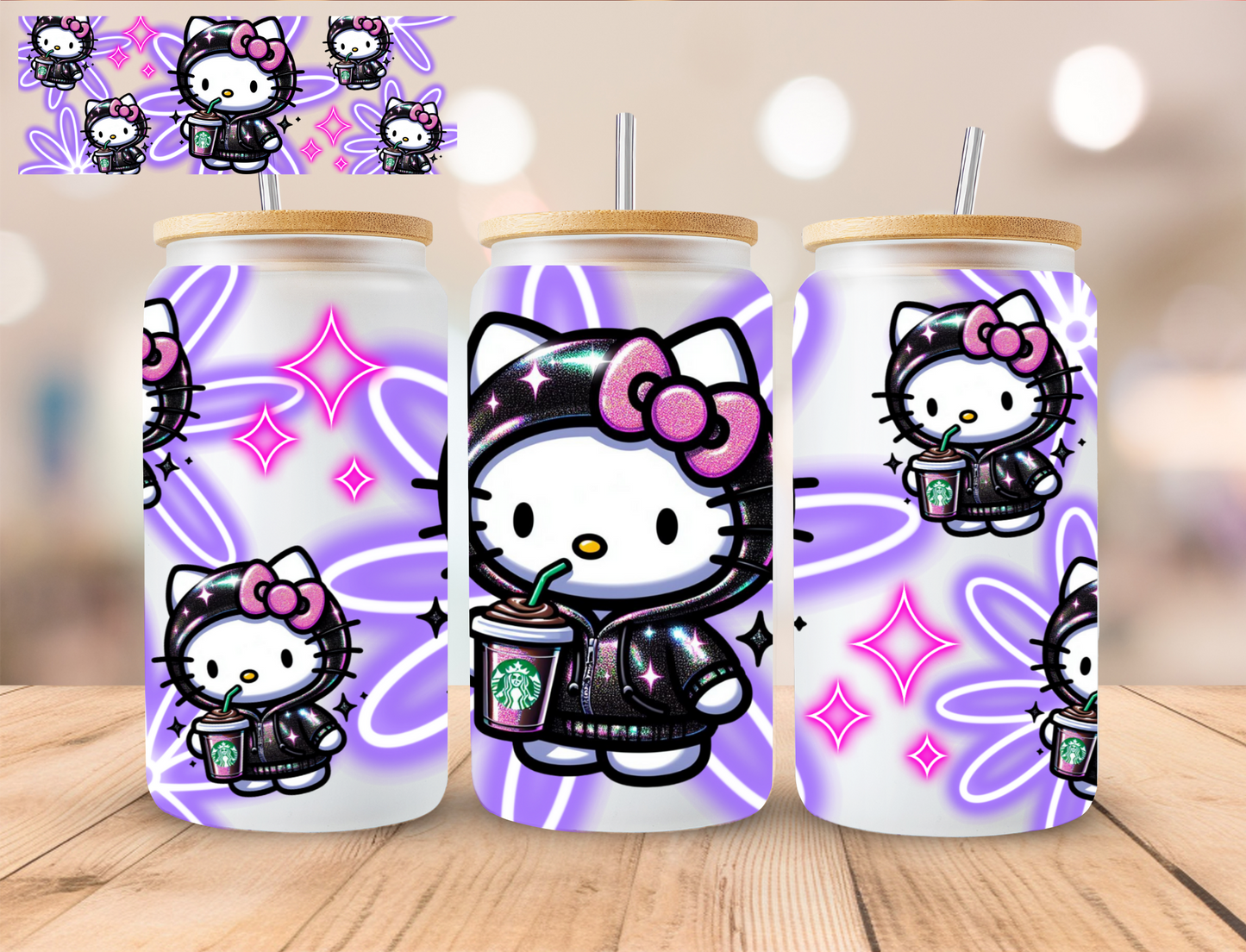 Neon Kitty - 16 oz / 20 oz Libby UV DTF Wrap