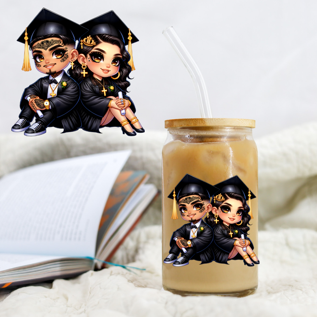 Chicano Graduation Black And Gold - UV DTF Libby Decal