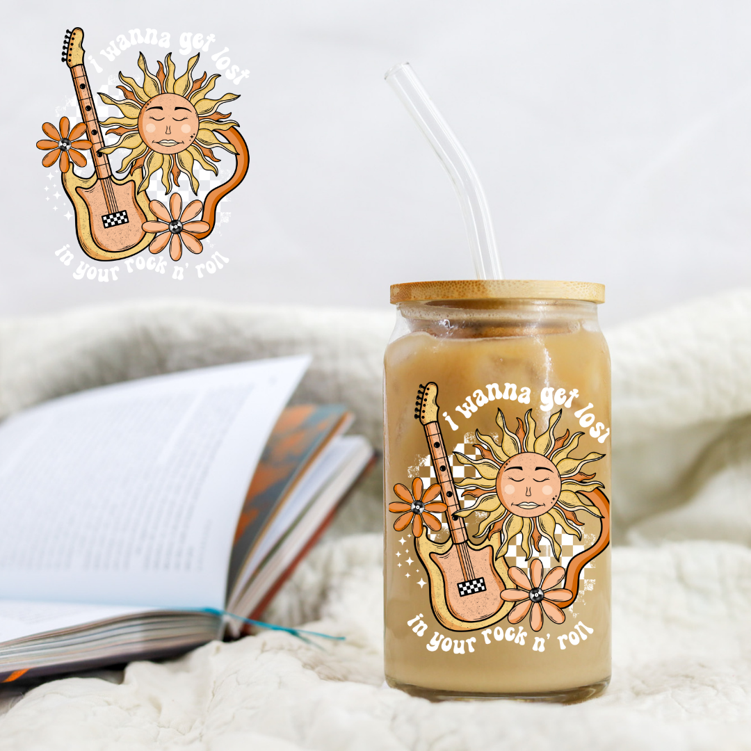 Guitar And Sun Get Lost in Rock N Roll - UVDTF decals EXCLUSIVE DESIGNER