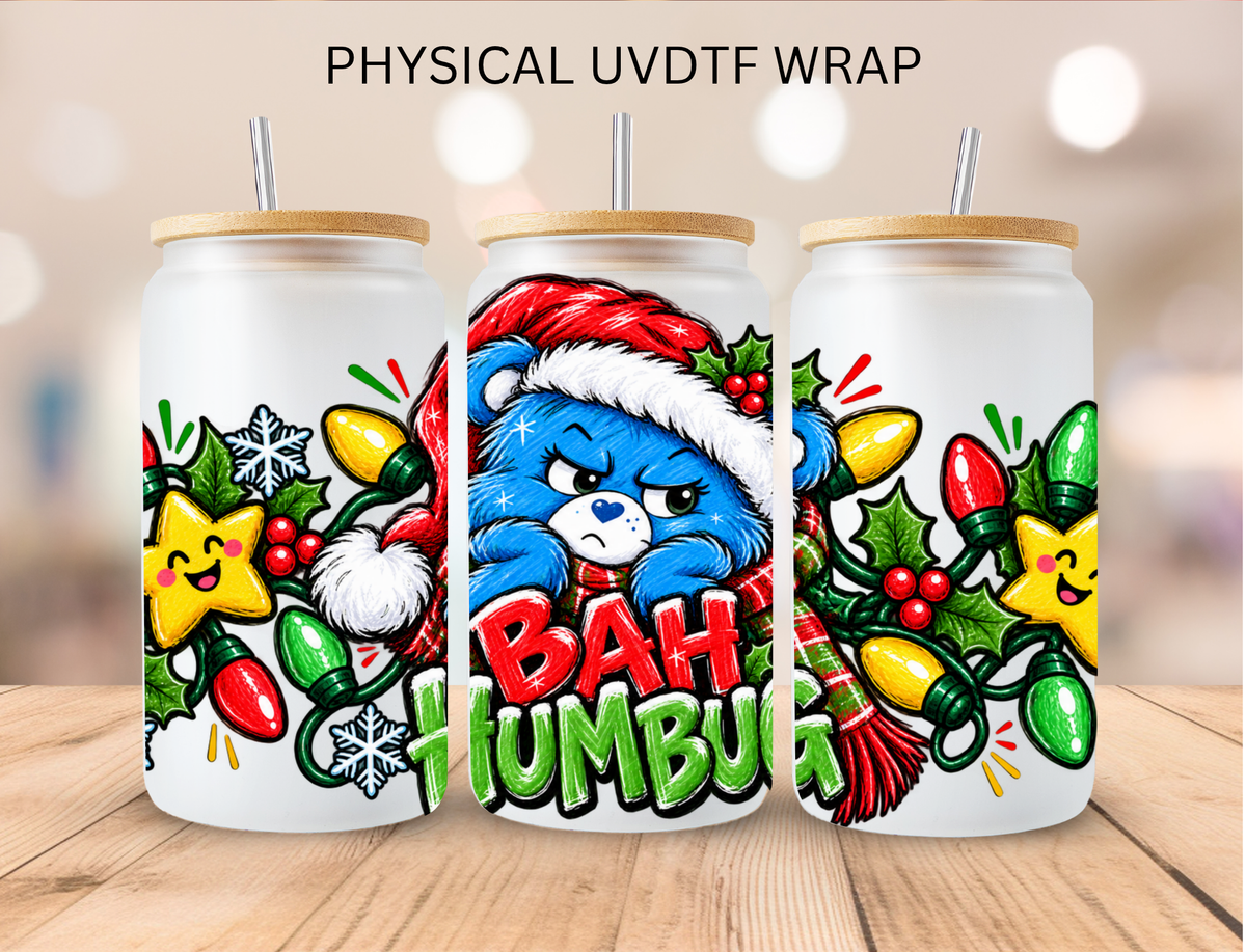 Bah Humbug Care Bear- 16 oz / 20 oz Libby UV DTF Wrap