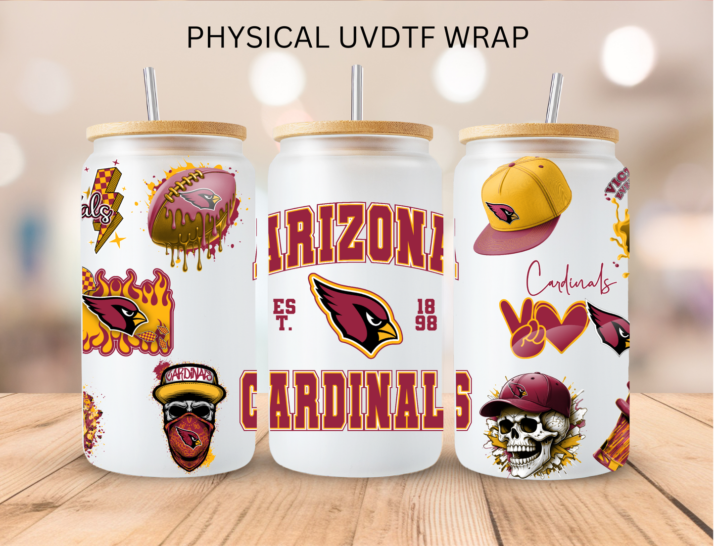 Cardinals NFL Team - 16 oz / 20 oz Libby UV DTF Wrap