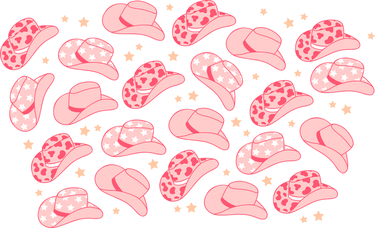 Pin Cowgirl Hat - 24 Oz Cold Cup NO HOLE Permanent Vinyl Wrap