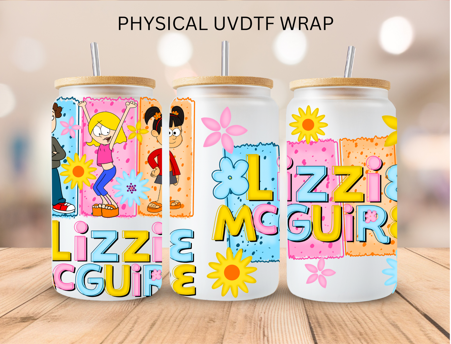 Lizzie Floral - 16 oz / 20 oz Libby UV DTF Wrap