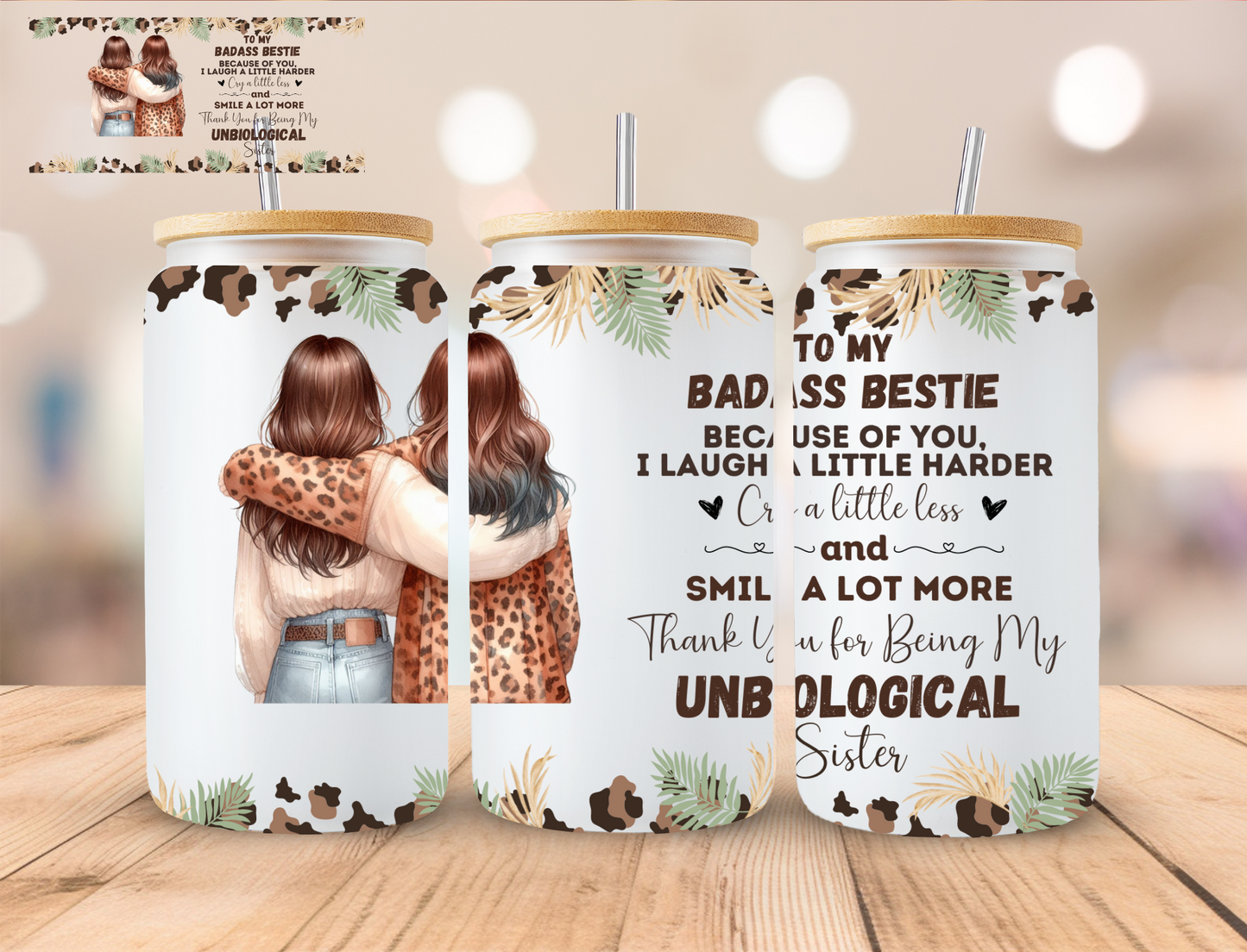 To My Bad*** Bestie (2) - 16 oz / 20 oz Libby UV DTF Wrap