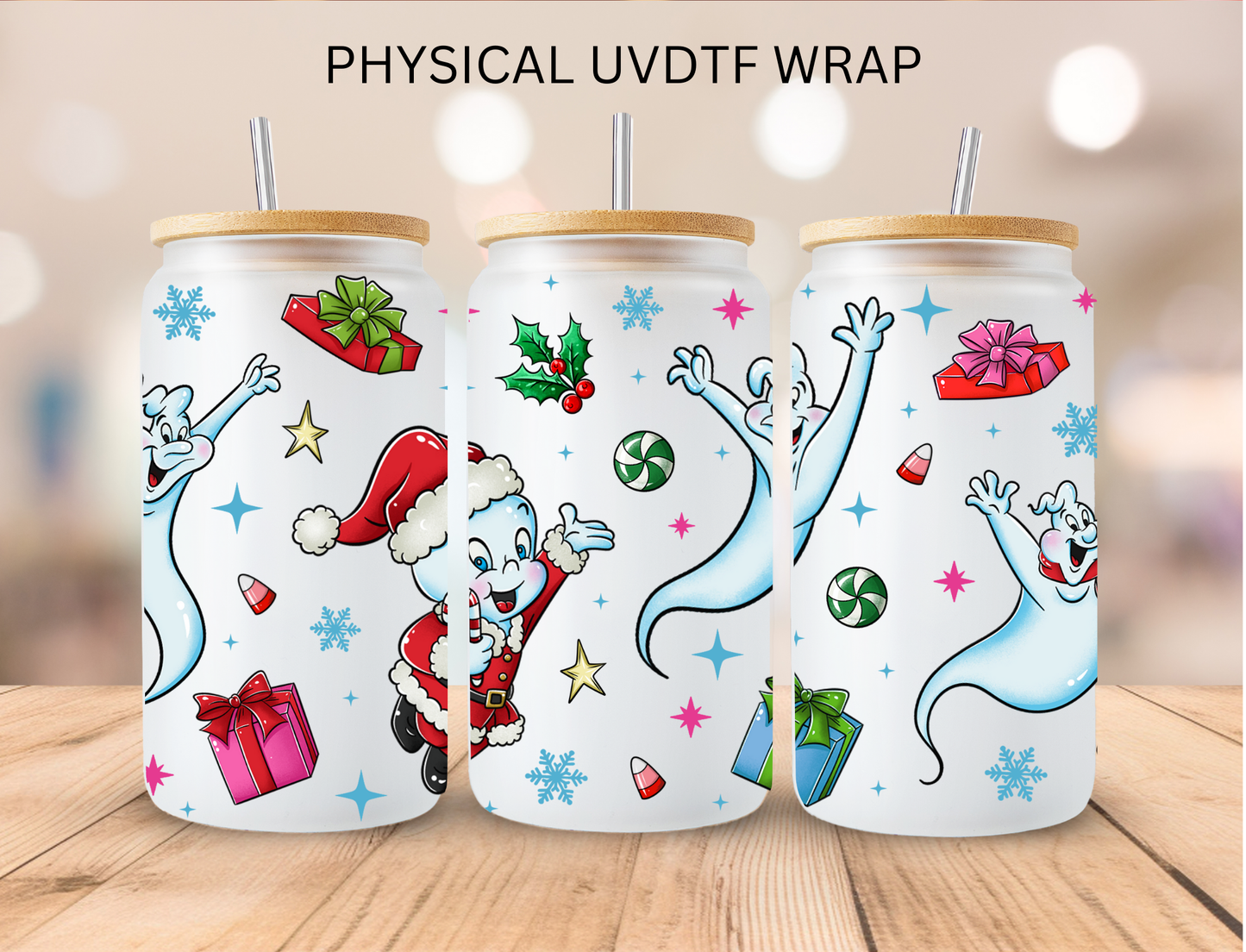 Christmas Ghost- 16 oz / 20 oz Libby UV DTF Wrap