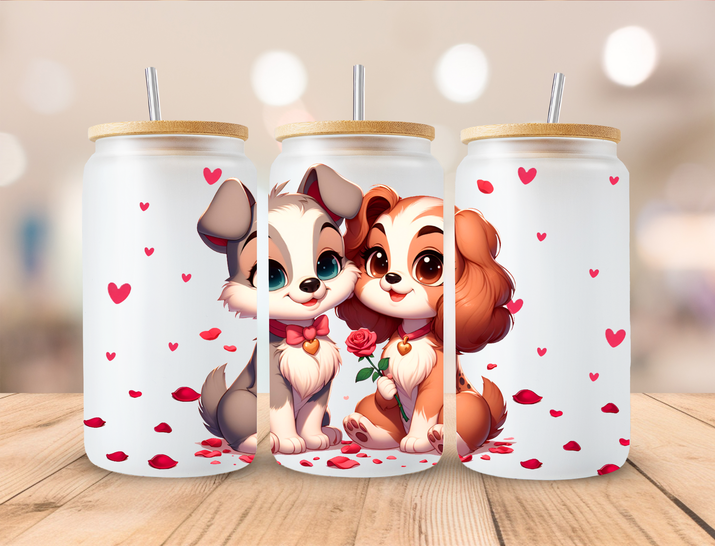 Floral Dog Love - 16oz/20oz Libby UV DTF Wrap