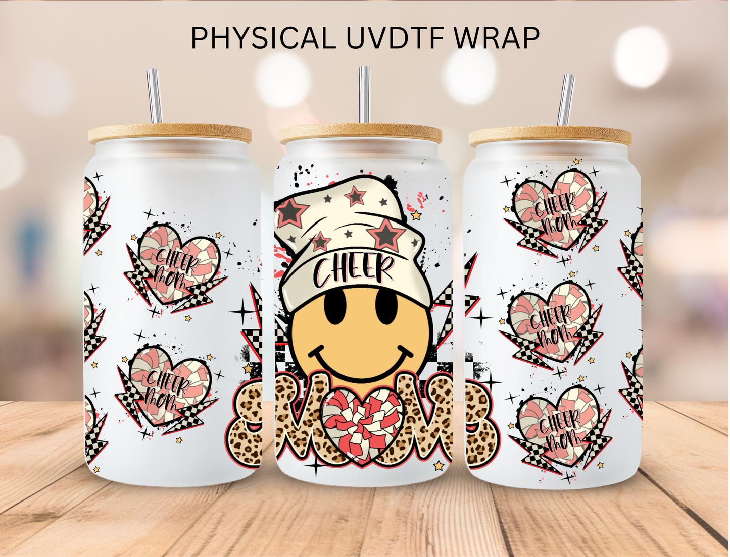 Cheer Mom Smiley - 16 oz / 20 oz Libby UV DTF