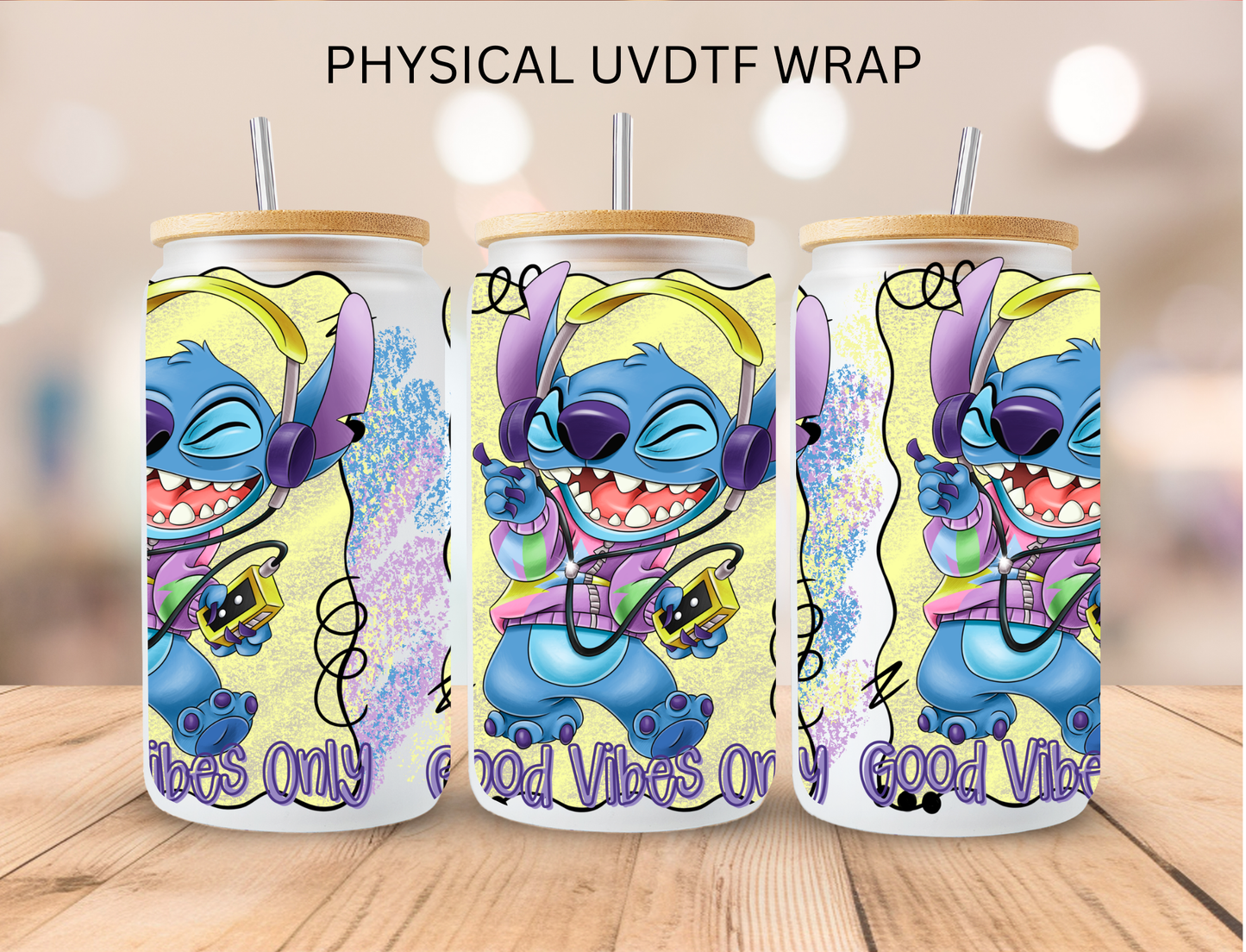 Good Vibes Only Blue Alien - 16 oz / 20 oz Libby UV DTF