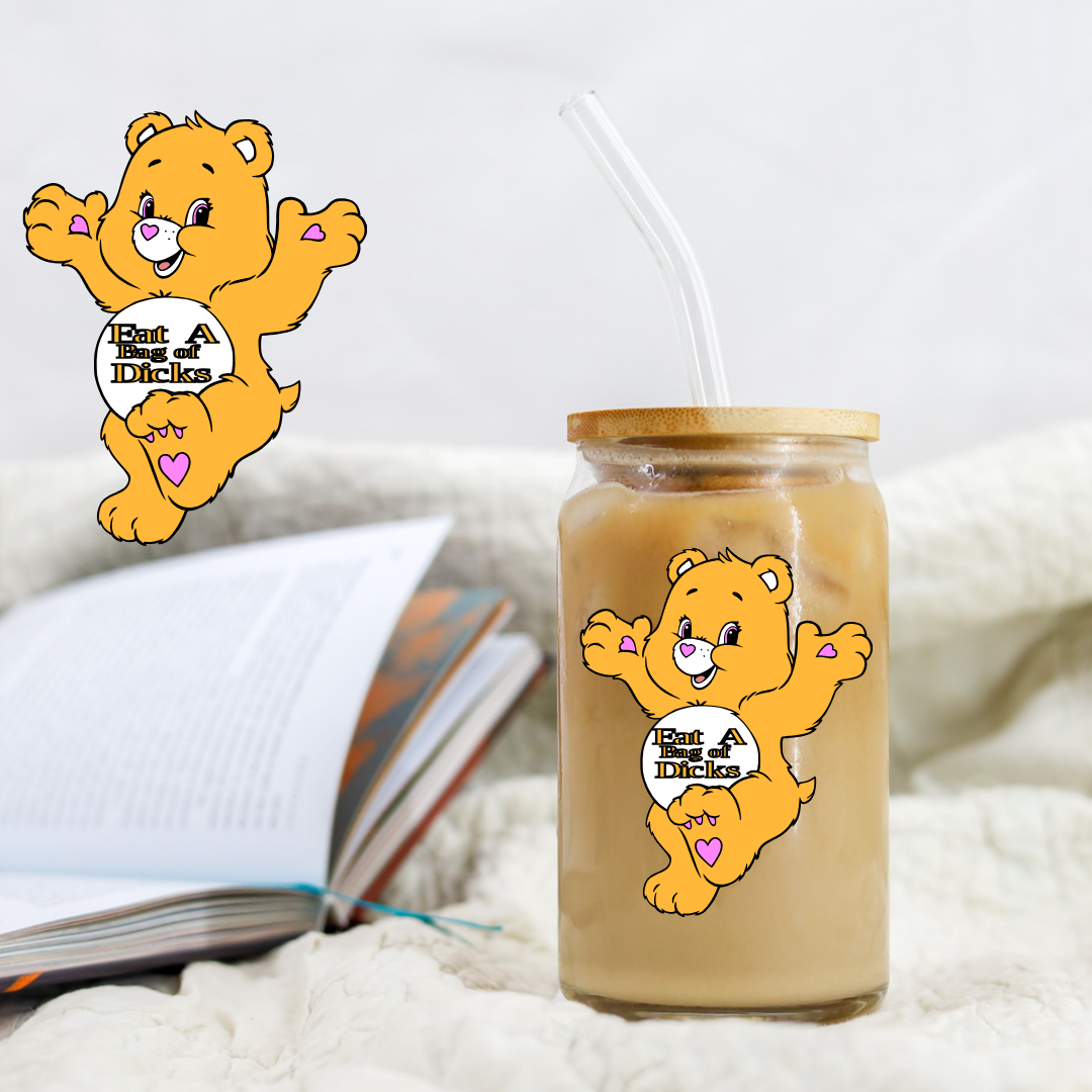 Swear Bears Fat Orange Bear Mean Bear Decal - UVDTF decal