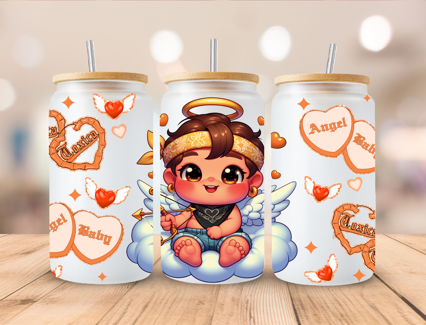 Angel Babies Orange - 16 oz / 20 oz Libby UV DTF Wrap