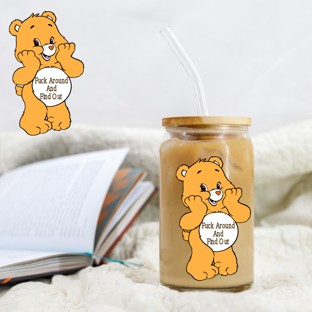 Swear Bears Mess Around And Find Out Orange Bear Mean Bear Decal - UVDTF decal