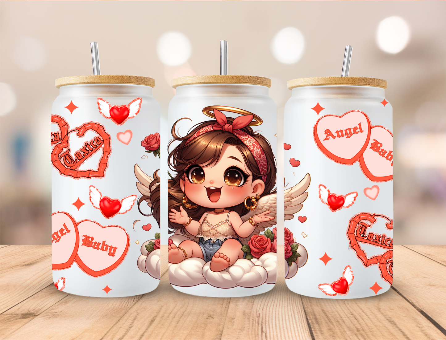 Angel Babies Reddish Orange - 16 oz / 20 oz Libby UV DTF Wrap