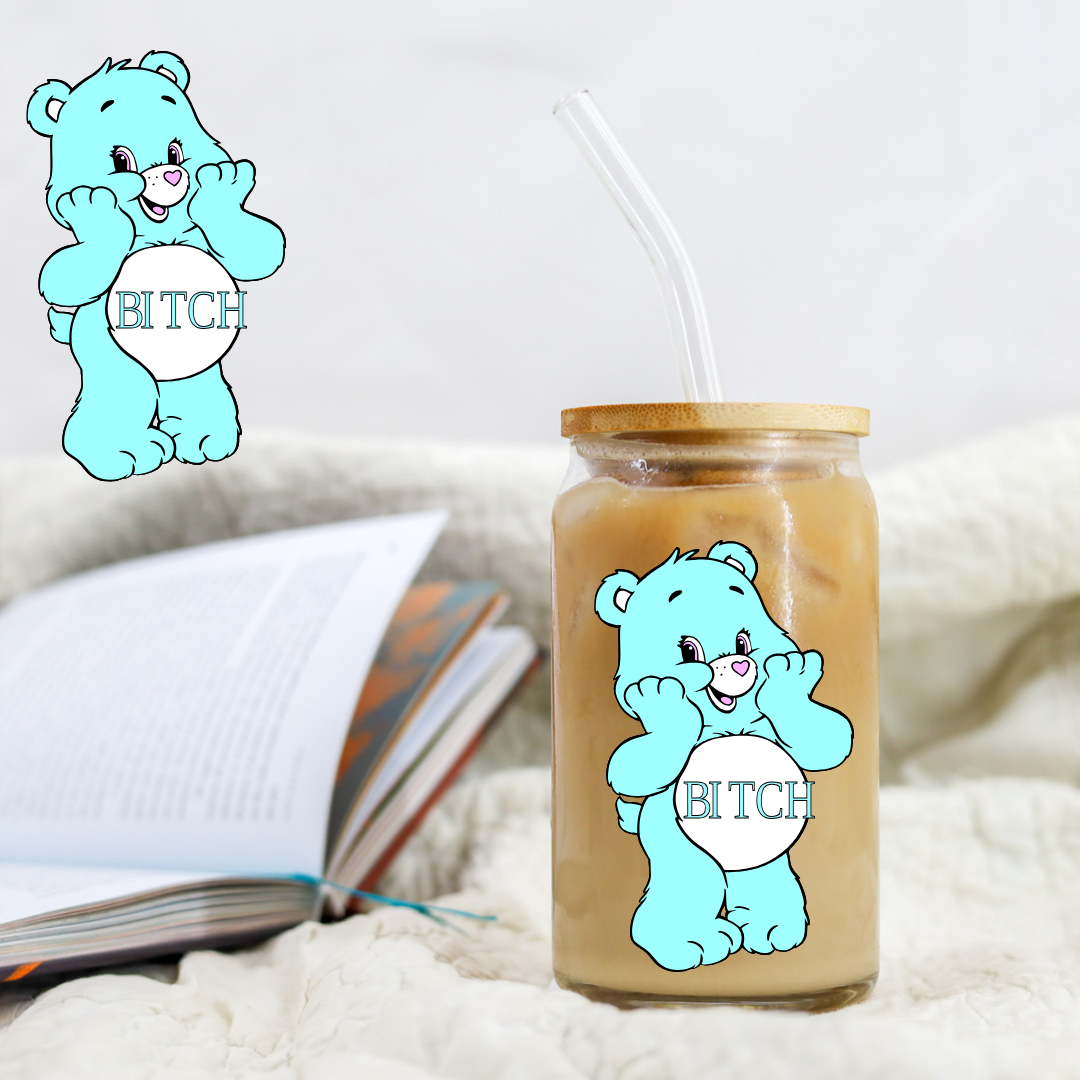 Swear Bears BI*** Light Blue Bear Mean Bear Decal - UVDTF decal
