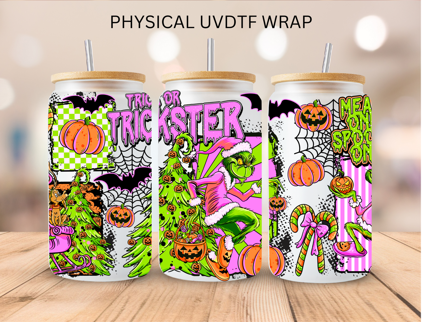 Halloween/Christmas Trick Or Trickster - 16 oz / 20 oz Libby UV DTF Wrap