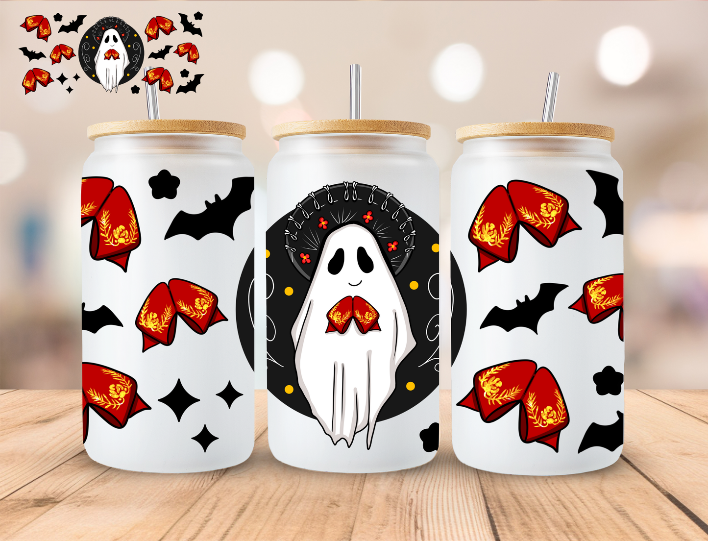 Halloween Mariachi Ghost - 16 oz / 20 oz Libby UV DTF Wrap