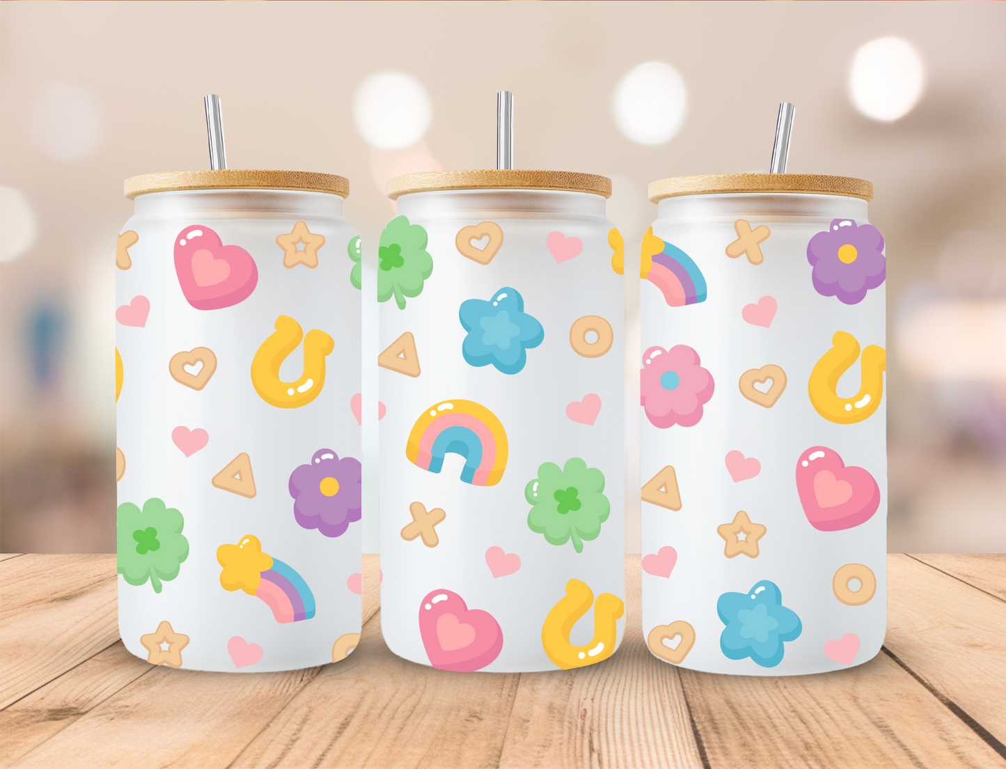 St Patrick's Day Marshmallow Pieces - 16 oz / 20 oz Libby UV DTF Wrap