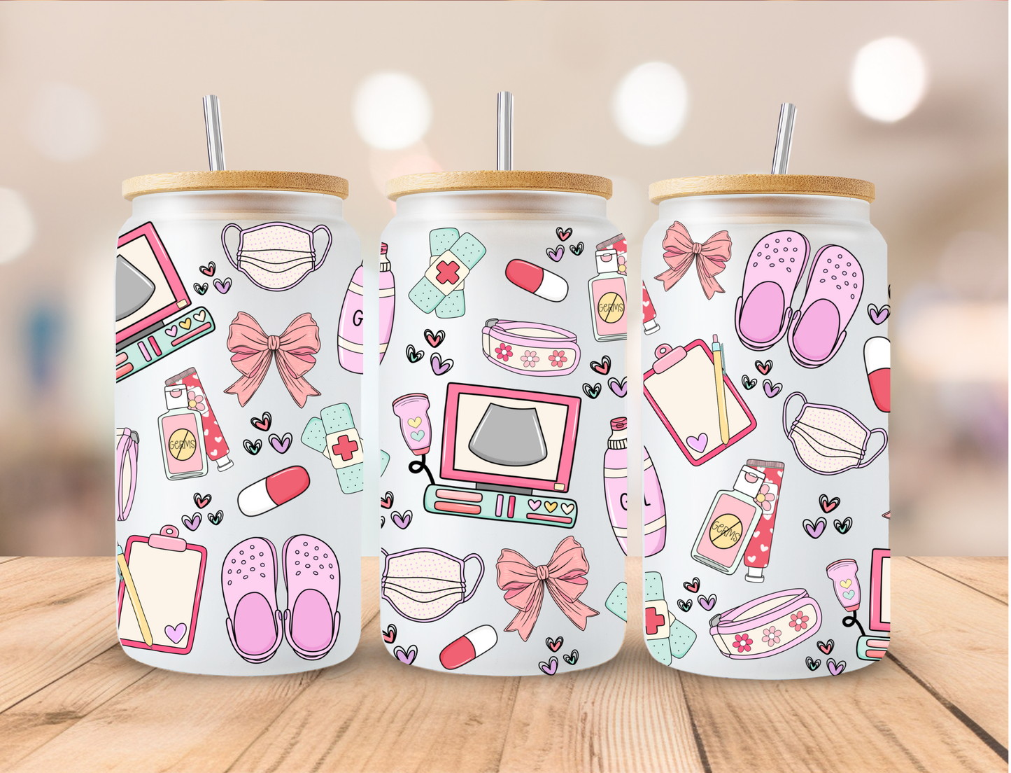 Medical Gynecologist Ultrasound Tech - 16 oz / 20 oz Libby UV DTF Wrap