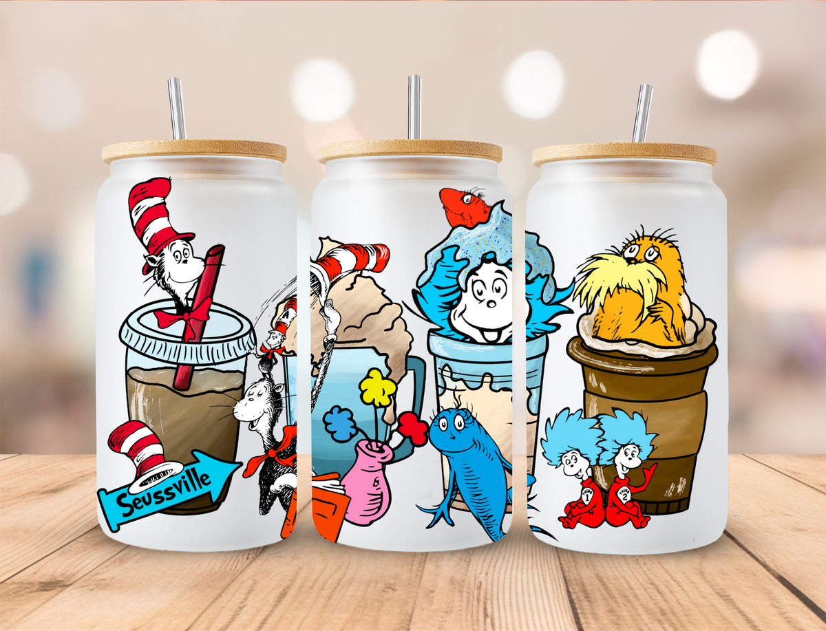 Dr Seuss Coffee - 16 oz / 20 oz Libby UV DTF Wrap