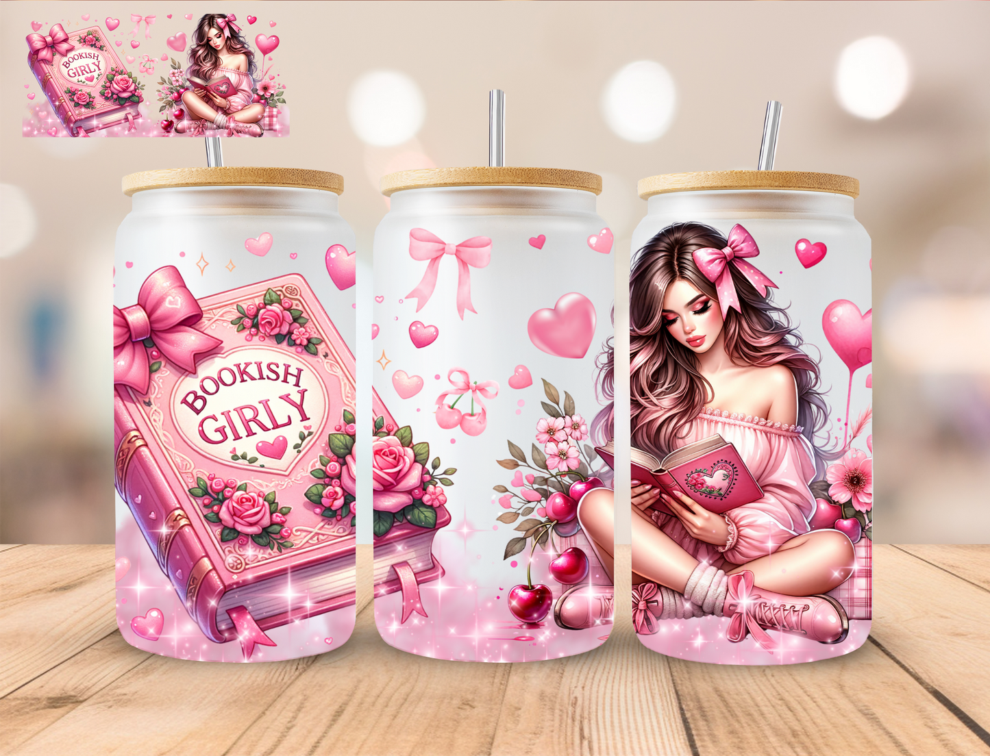 Bookish Girly - 16 oz / 20 oz Libby UV DTF Wrap