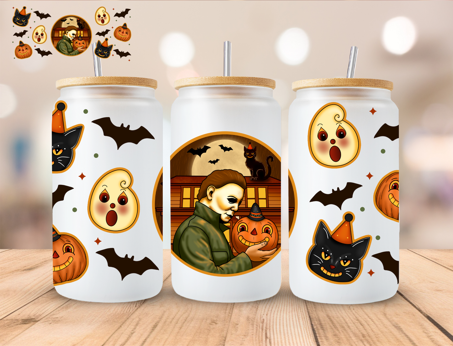 Halloween Michael - 16 oz / 20 oz Libby UV DTF Wrap