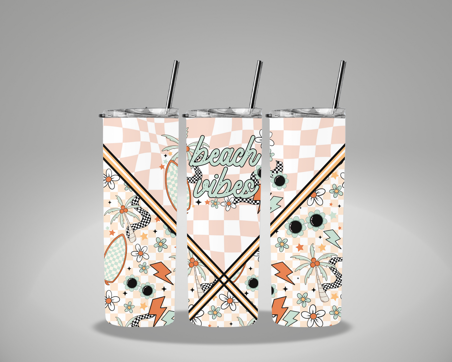 Retro Beach Vibes - 20oz Skinny Tumbler Wrap CERRAS EXCLUSIVE