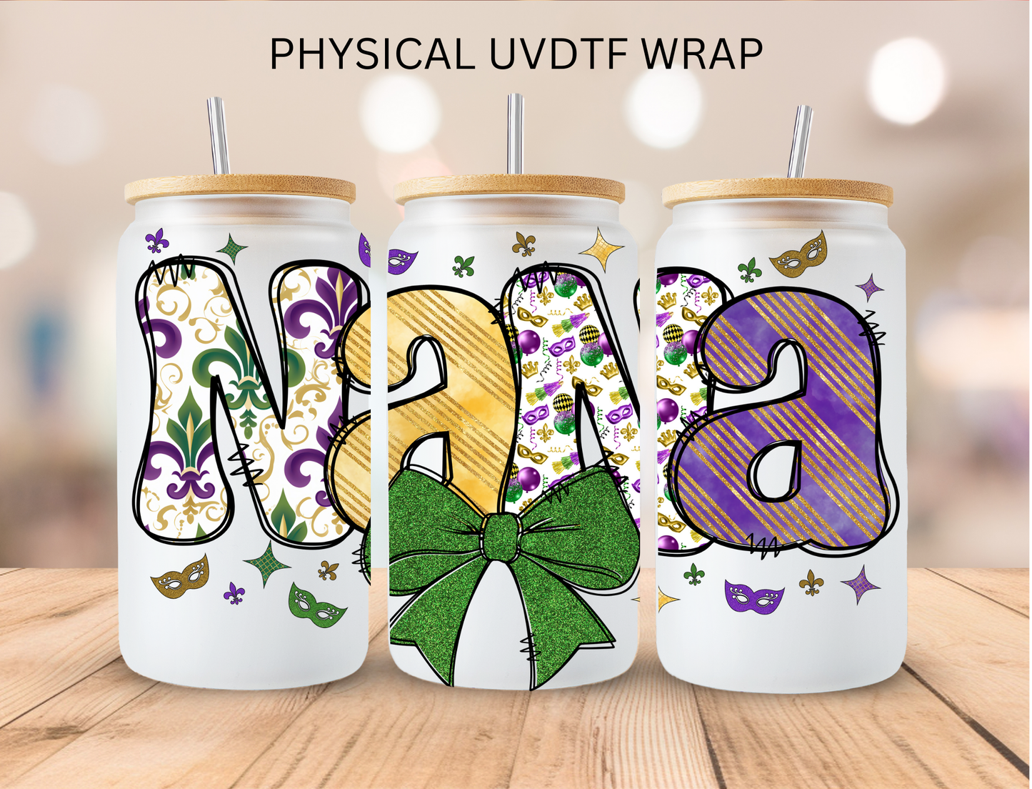 Madi Gras Nana - 16 oz / 20 oz Libby UV DTF