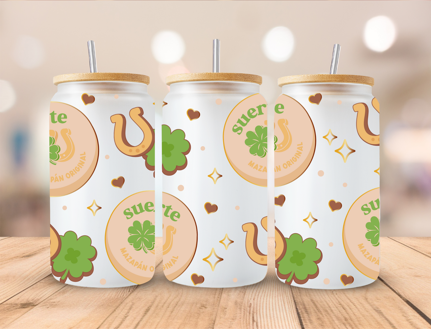 St Patrick's Day Suerte - 16 oz / 20 oz Libby UV DTF Wrap
