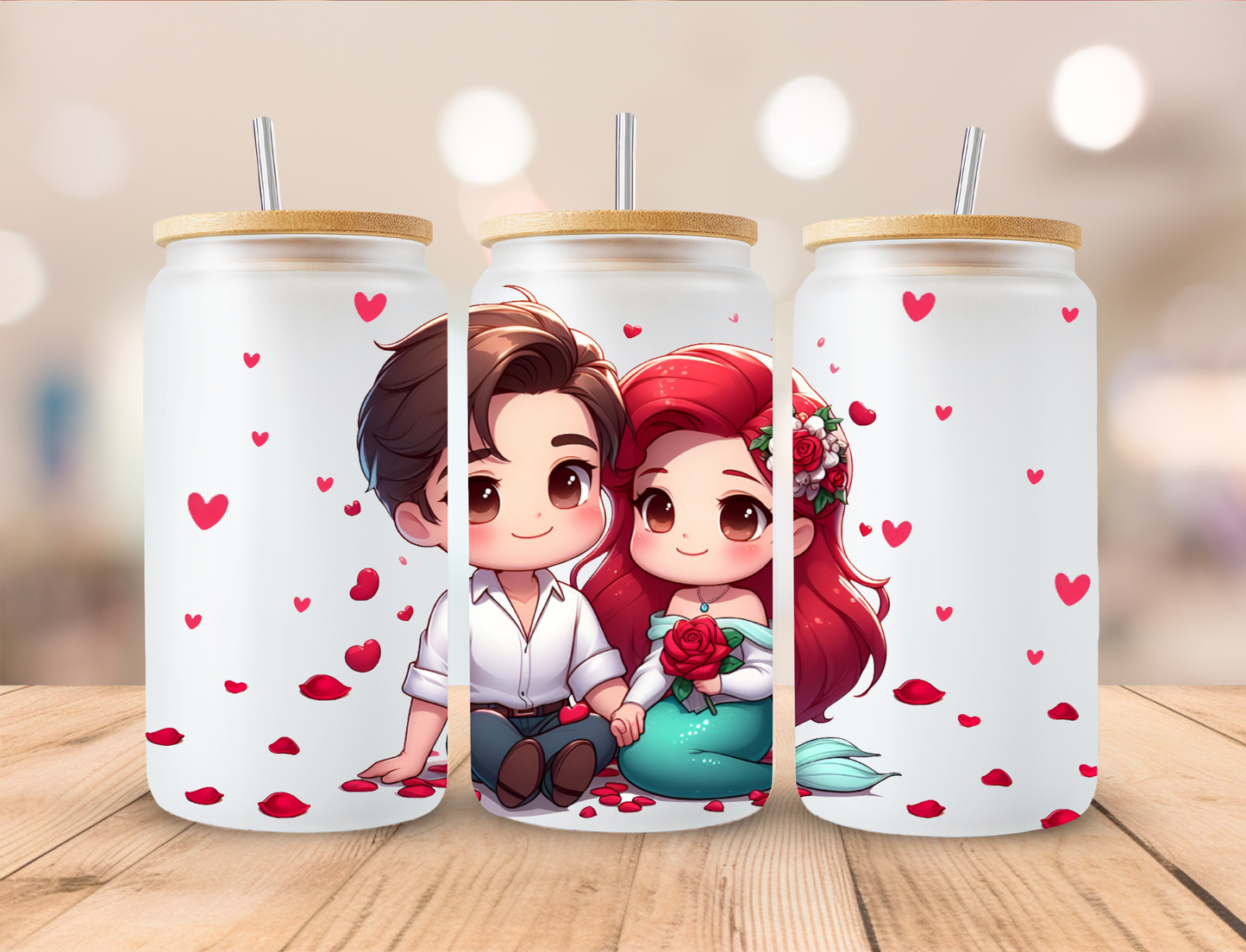 Mermaid Floral Princess - 16oz/20oz Libby UV DTF Wrap