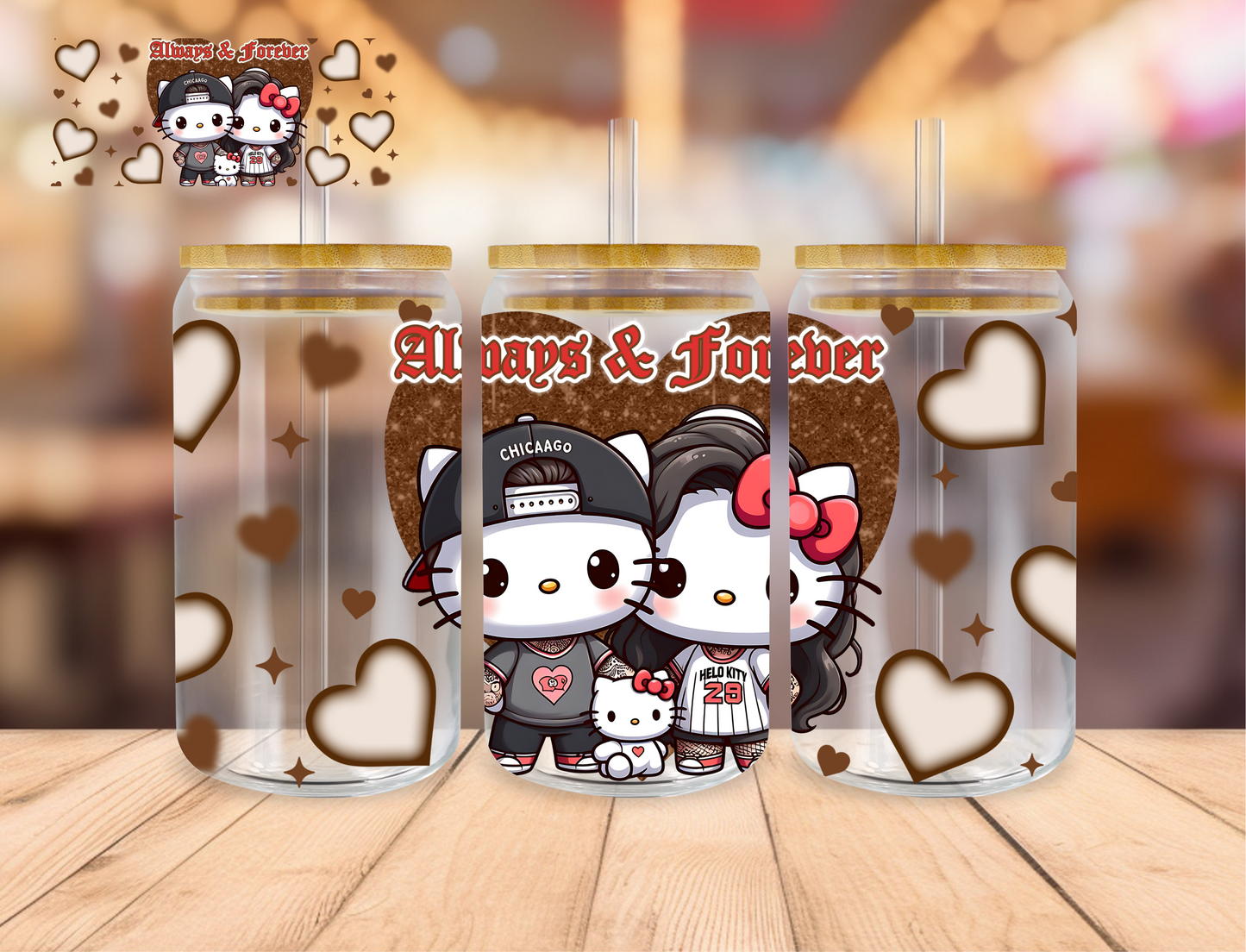 Kitty Always And Forever - 16 oz / 20 oz Libby UV DTF Wrap