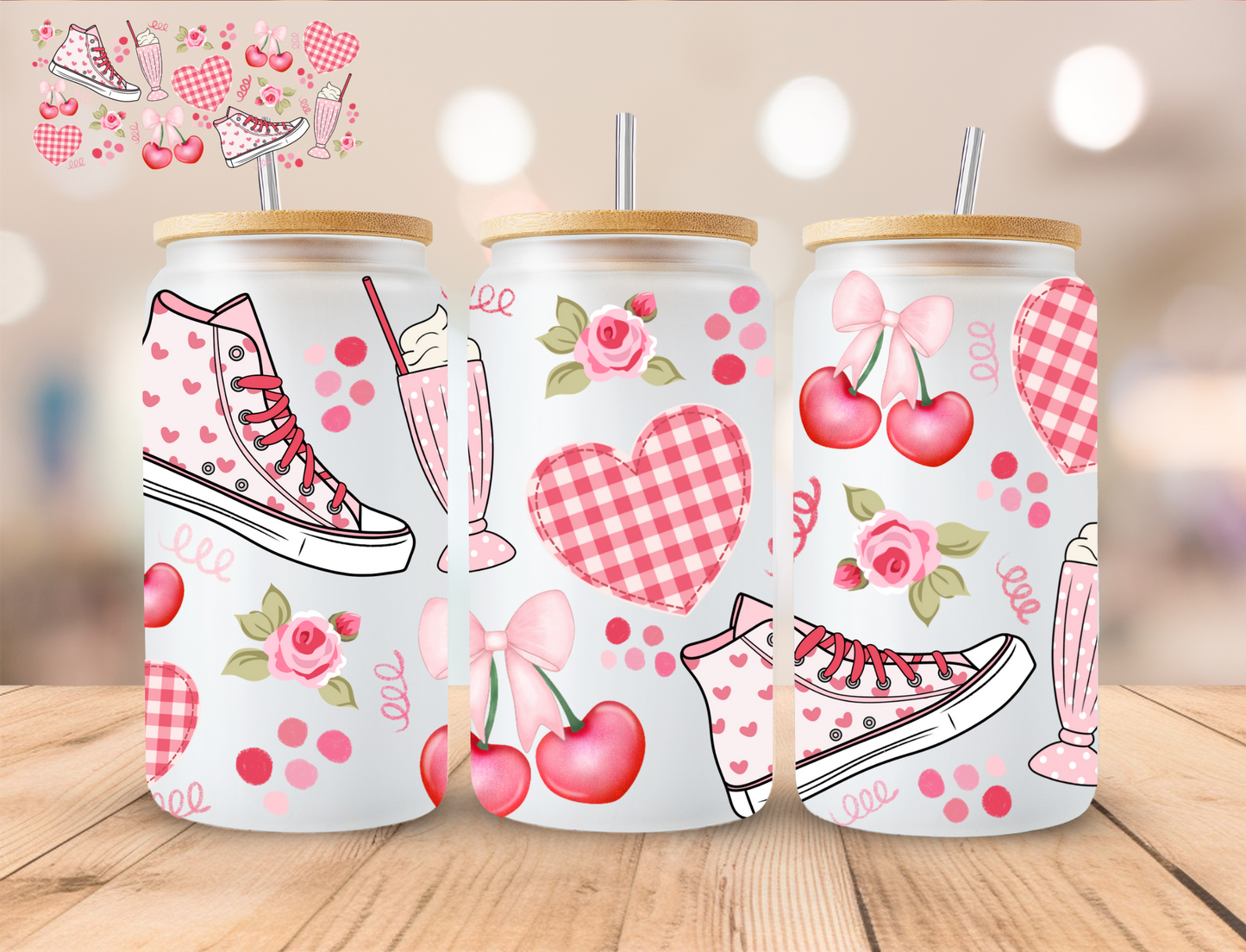 Pink Shake - 16 oz / 20 oz Libby UV DTF Wrap