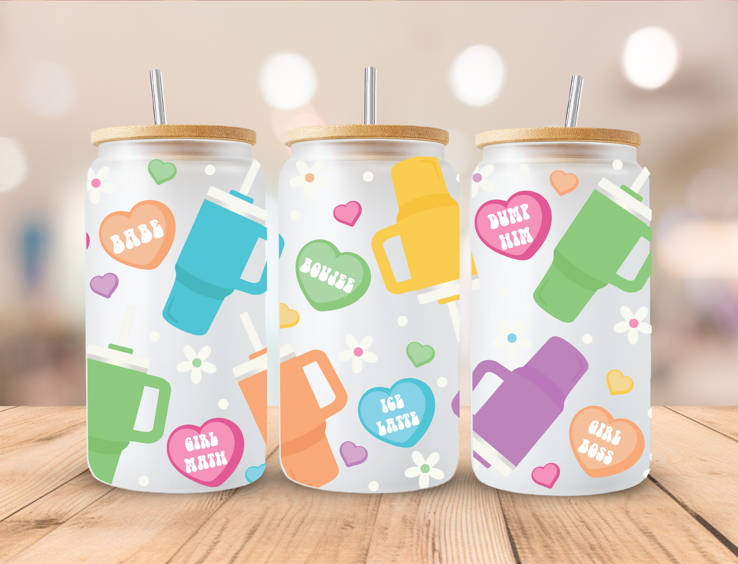 Valetine Tumbler - 16 oz Libby UV DTF Wrap